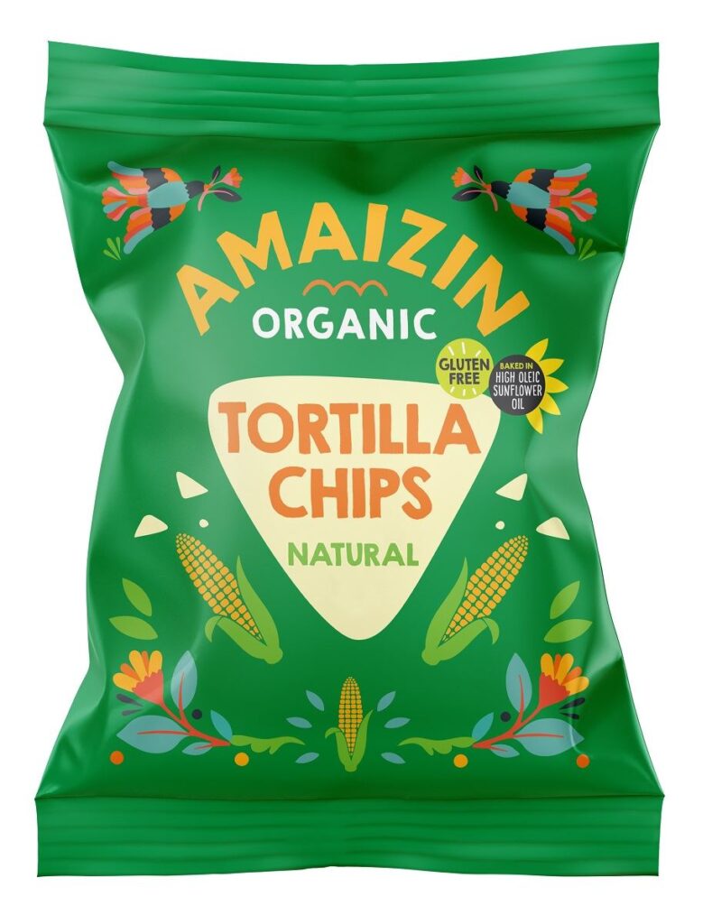 CHIPSY TORTILLA KUKURYDZIANE SOLONE BEZGLUTENOWE BIO 75 g – AMAIZIN