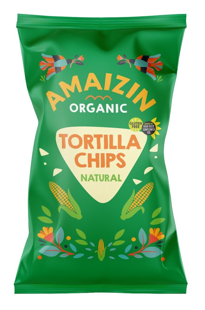 CHIPSY TORTILLA KUKURYDZIANE SOLONE BEZGLUTENOWE BIO 150 g – AMAIZIN