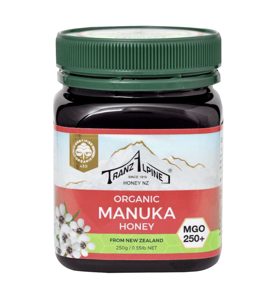 MIÓD MANUKA MGO 250+ BIO 250 g – TRANZALPINE