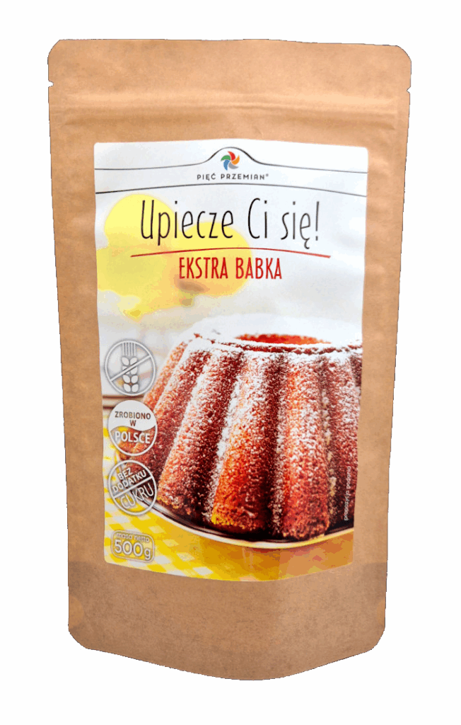 MIESZANKA DO WYPIEKU BABKI BEZ DODATKU CUKRÓW BEZGLUTENOWA 500 g – PIĘĆ PRZEMIAN (PRODUKT SEZONOWY)