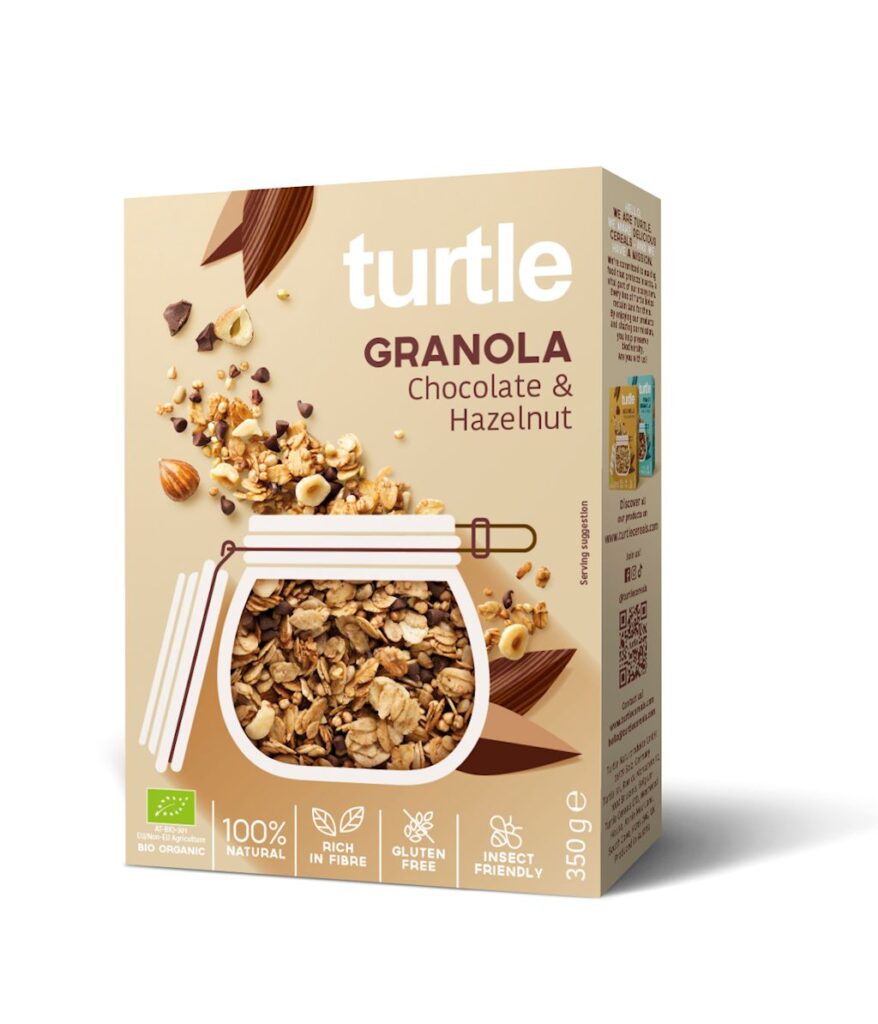 GRANOLA CZEKOLADA – ORZECHY LASKOWE BEZGLUTENOWA BIO 350 g – TURTLE