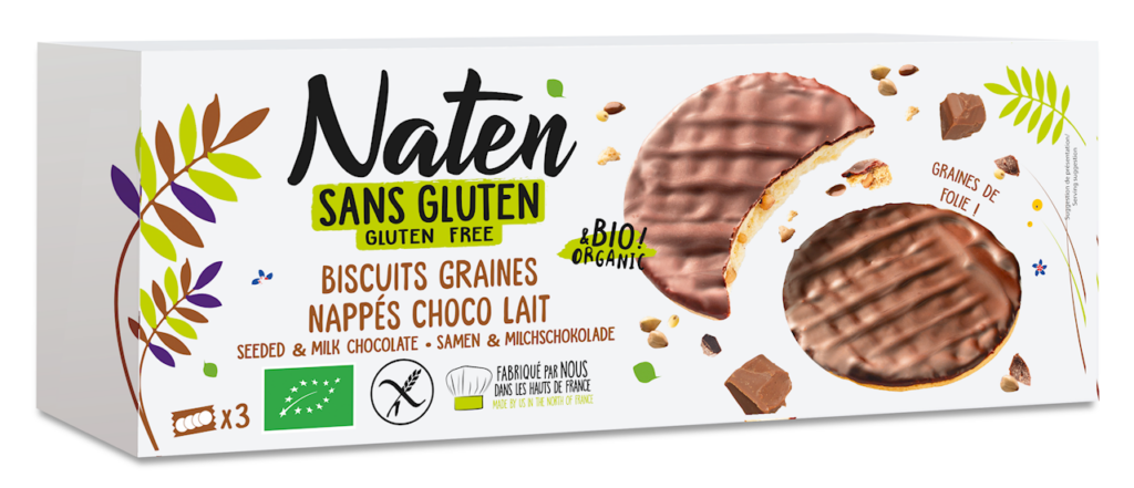 CIASTKA Z NASIONAMI OBLANE CZEKOLADĄ MLECZNĄ BEZGLUTENOWE BIO 150 g – NATEN