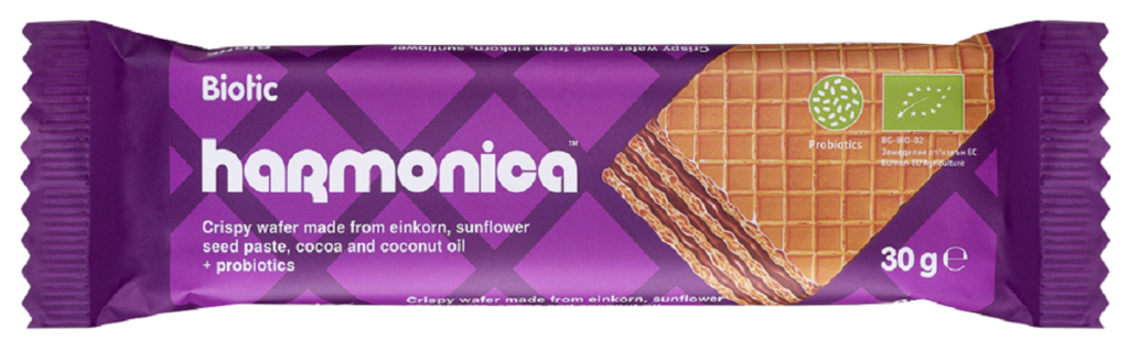 WAFELEK Z SAMOPSZY Z KREMEM MLECZNO – KAKAOWYM Z PROBIOTYKAMI BIO 30 g – HARMONICA