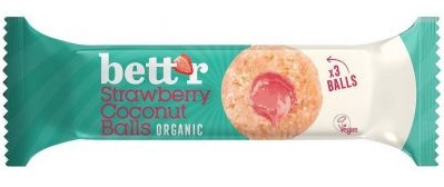 KULKI KOKOSOWE Z NADZIENIEM TRUSKAWKOWYM BEZGLUTENOWE BIO (3 x 15 g) 45 g – BETT’R