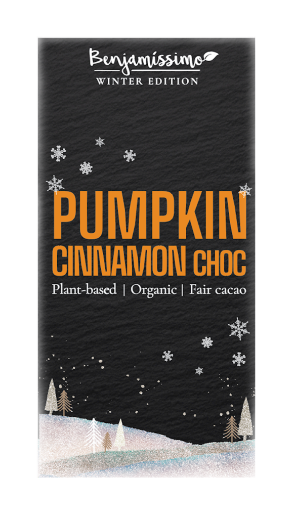 TABLICZKA KAKAOWA DYNIA – CYNAMON BEZGLUTENOWA BIO 60 g – BENJAMISSIMO (PRODUKT SEZONOWY)