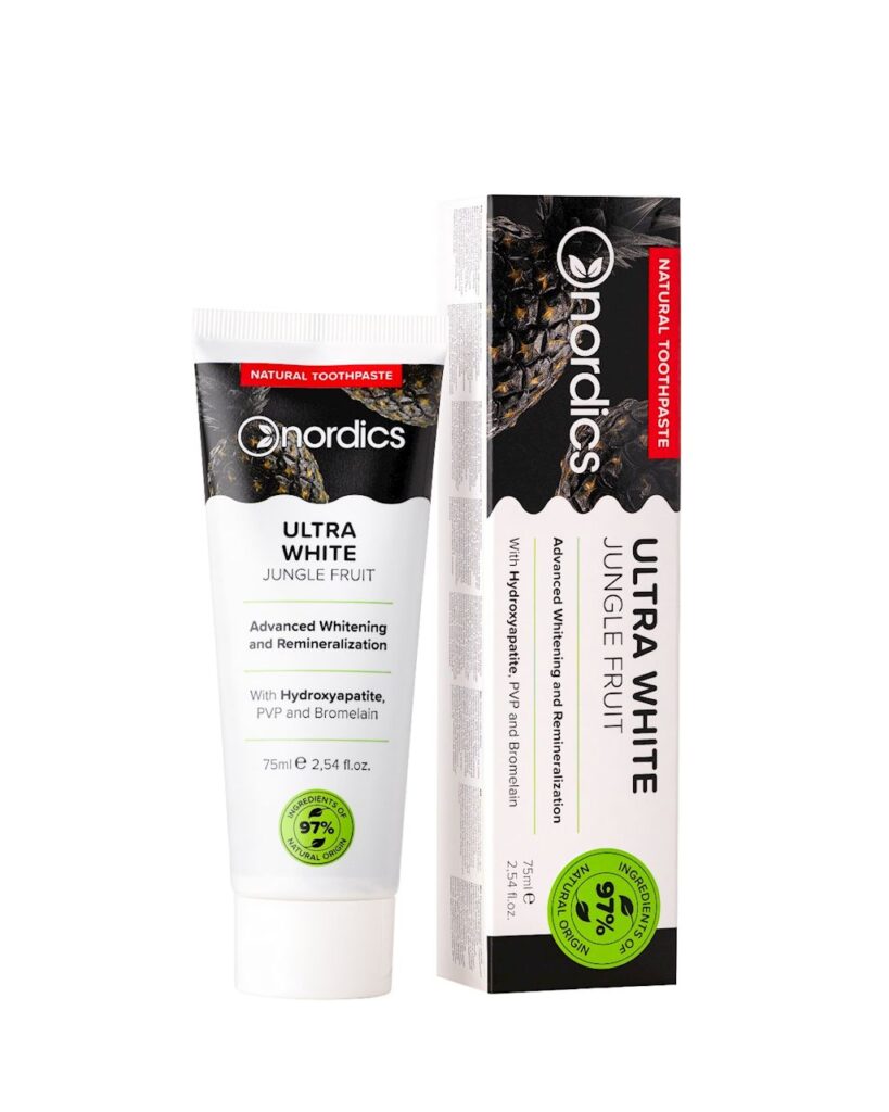 PASTA DO ZĘBÓW ULTRA WHITE JUNGLE FRUIT BEZ FLUORU 75 ml – NORDICS