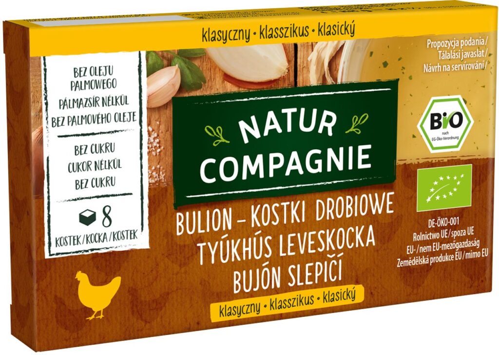 BULION – KOSTKI DROBIOWE BEZ DODATKU CUKRÓW BIO (8 x 11 g) 88 g – NATUR COMPAGNIE