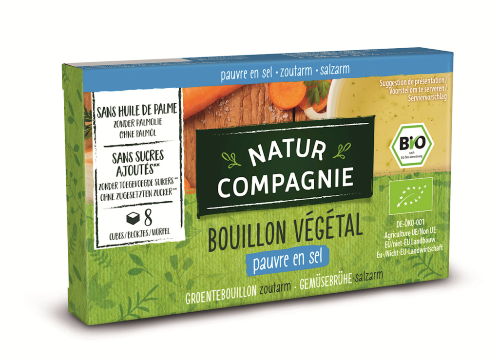 BULION – KOSTKI WARZYWNE BEZ DODATKU CUKRÓW O NISKIEJ ZAWARTOŚCI SOLI BIO (8 x 8,5 g) 68 g – NATUR COMPAGNIE