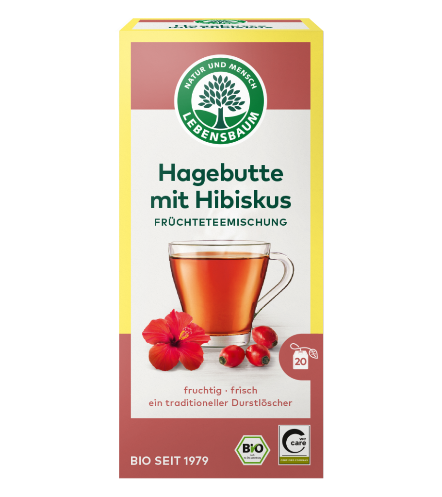 HERBATKA DZIKA RÓŻA Z HIBISKUSEM BIO (20 x 2,5 g) 50 g – LEBENSBAUM