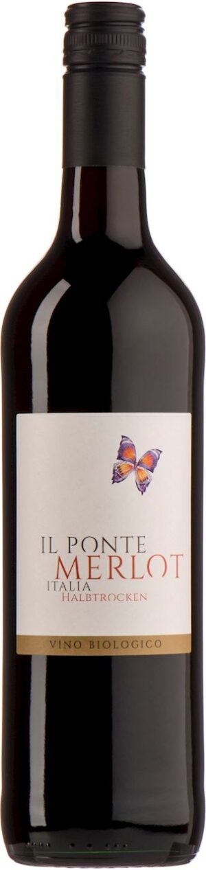 WINO IL PONTE MERLOT CZERWONE PÓŁWYTRAWNE BIO 0,75 L (WŁOCHY)