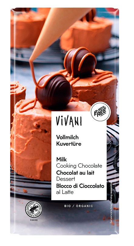 CZEKOLADA KUWERTURA MLECZNA DO GOTOWANIA BIO 150 g – VIVANI