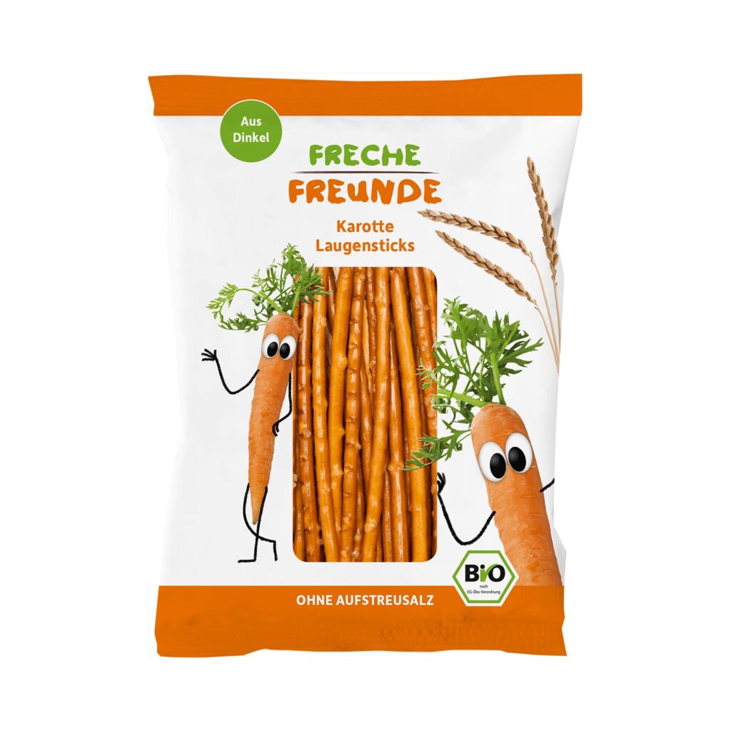 PALUSZKI ORKISZOWE Z MARCHEWKĄ DLA DZIECI BIO 75 g – FRECHE FREUNDE