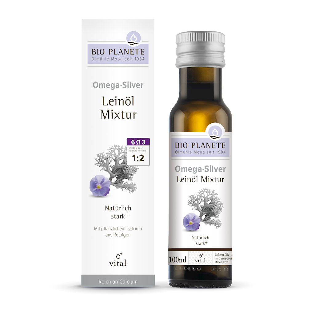 OMEGA SILVER – MIESZANKA Z OLEJEM LNIANYM (ALGI MORSKIE) BIO 100 ml – BIO PLANETE