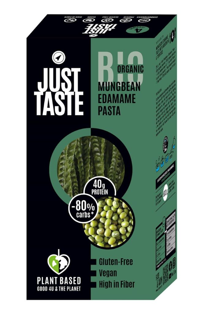 MAKARON PROTEINOWY (Z SOI EDAMAME I FASOLI MUNG) SPAGHETTI BEZGLUTENOWY BIO 250 g – JUST TASTE