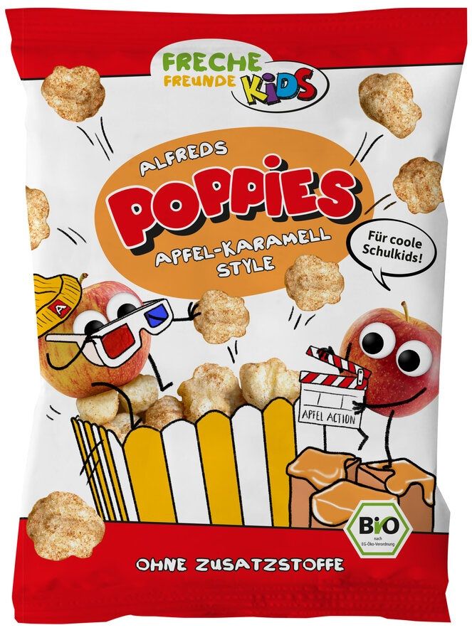 CHRUPKI KUKURYDZIANO – RYŻOWE O SMAKU JABŁKOWO – KARMELOWYM BEZGLUTENOWE DLA DZIECI BIO 40 g – FRECHE FREUNDE (KIDS)