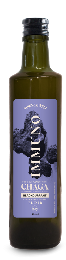 SUPLEMENT DIETY NA ODPORNOŚĆ Z CHAGĄ I CZARNĄ PORZECZKĄ W PŁYNIE 250 ml – SHROOMWELL