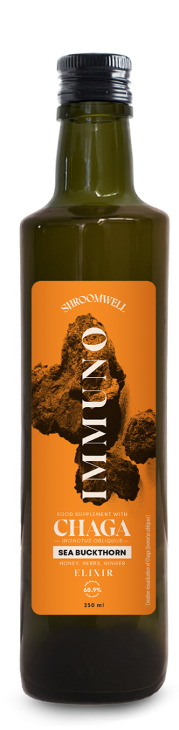 SUPLEMENT DIETY NA ODPORNOŚĆ Z CHAGĄ I ROKITNIKIEM W PŁYNIE 250 ml – SHROOMWELL