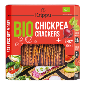 KRAKERSY PROTEINOWE Z CIECIERZYCY PIKANTNE Z BURAKIEM BIO 80 g - KRIPPU
