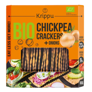 KRAKERSY PROTEINOWE Z CIECIERZYCY Z CEBULĄ BIO 80 g - KRIPPU