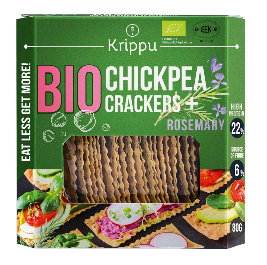 KRAKERSY PROTEINOWE Z CIECIERZYCY Z ROZMARYNEM BIO 80 g – KRIPPU