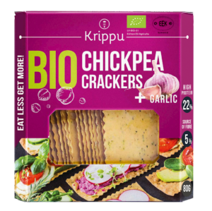 KRAKERSY PROTEINOWE Z CIECIERZYCY Z CZOSNKIEM BIO 80 g - KRIPPU