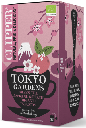 HERBATA ZIELONA JAŚMINOWA O SMAKU BRZOSKWINIOWYM (TOKYO GARDENS) BIO (20 x 2 g) 40 g - CLIPPER