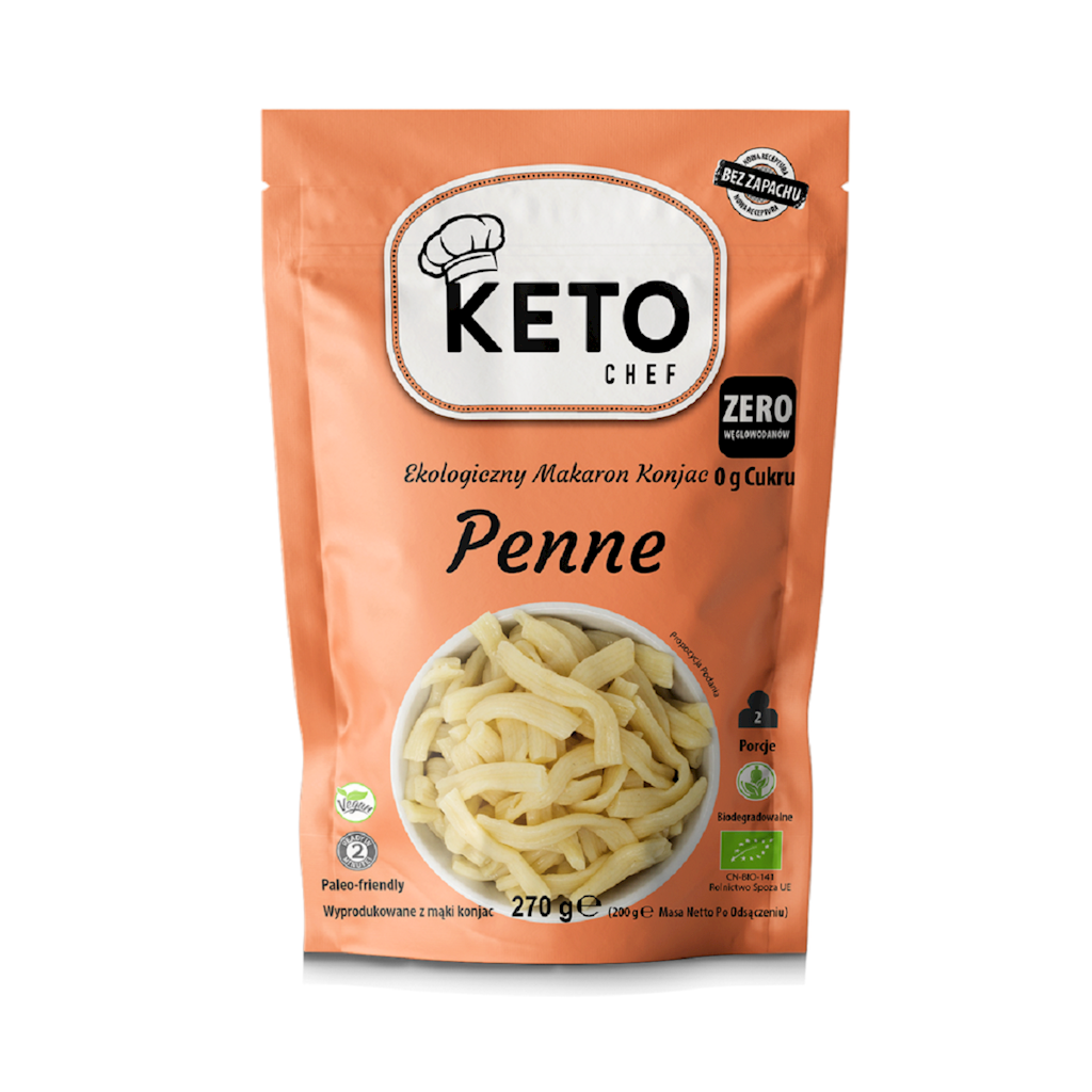 MAKARON (KONJAC) PENNE BEZGLUTENOWY BIO 270 g (200 g) – KETO CHEF