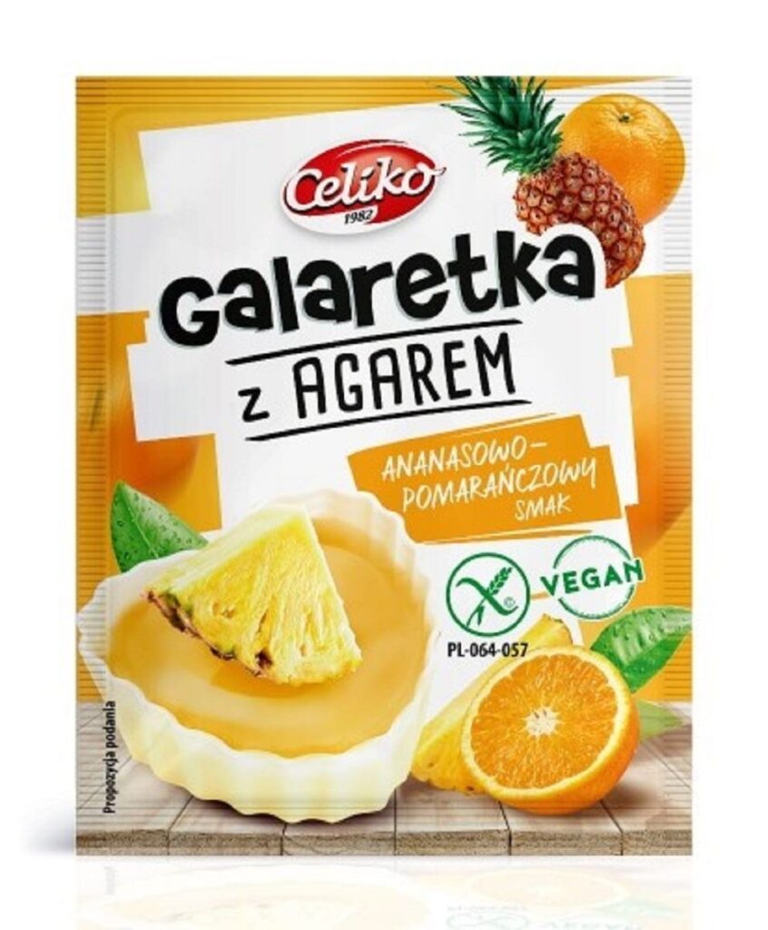 GALARETKA Z AGAREM ANANAS – POMARAŃCZA BEZGLUTENOWA 45 g – CELIKO