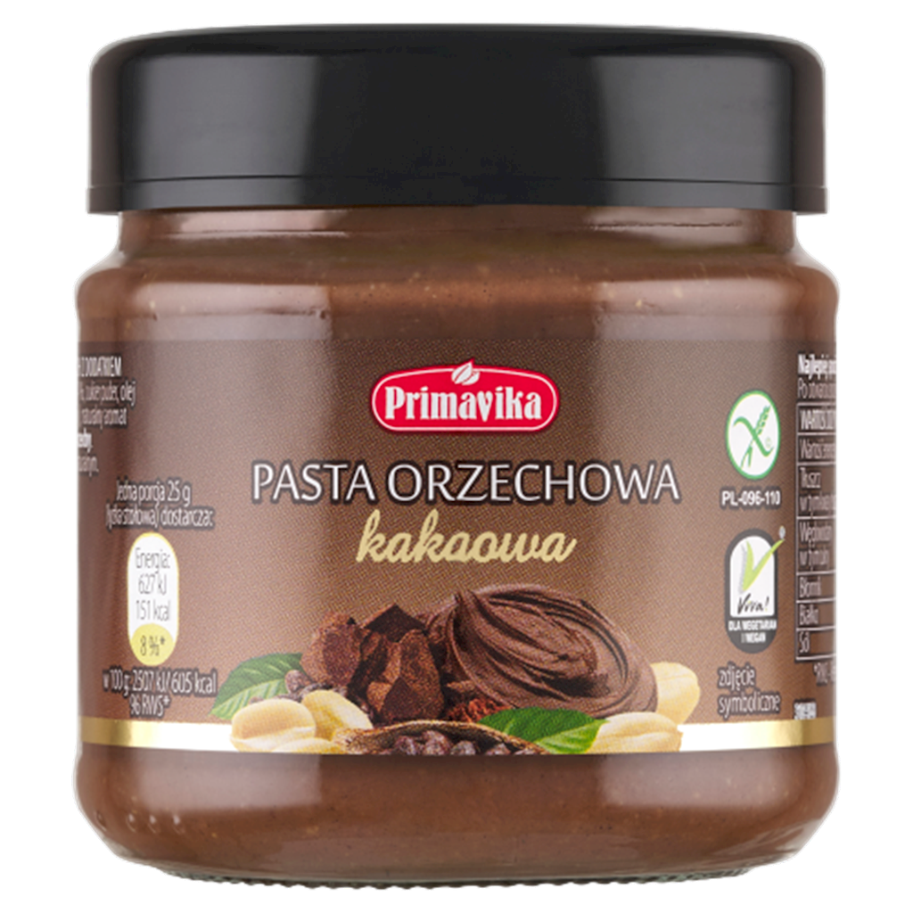 KREM Z ORZESZKÓW ZIEMNYCH I KAKAO BEZGLUTENOWY 190 g – PRIMAVIKA