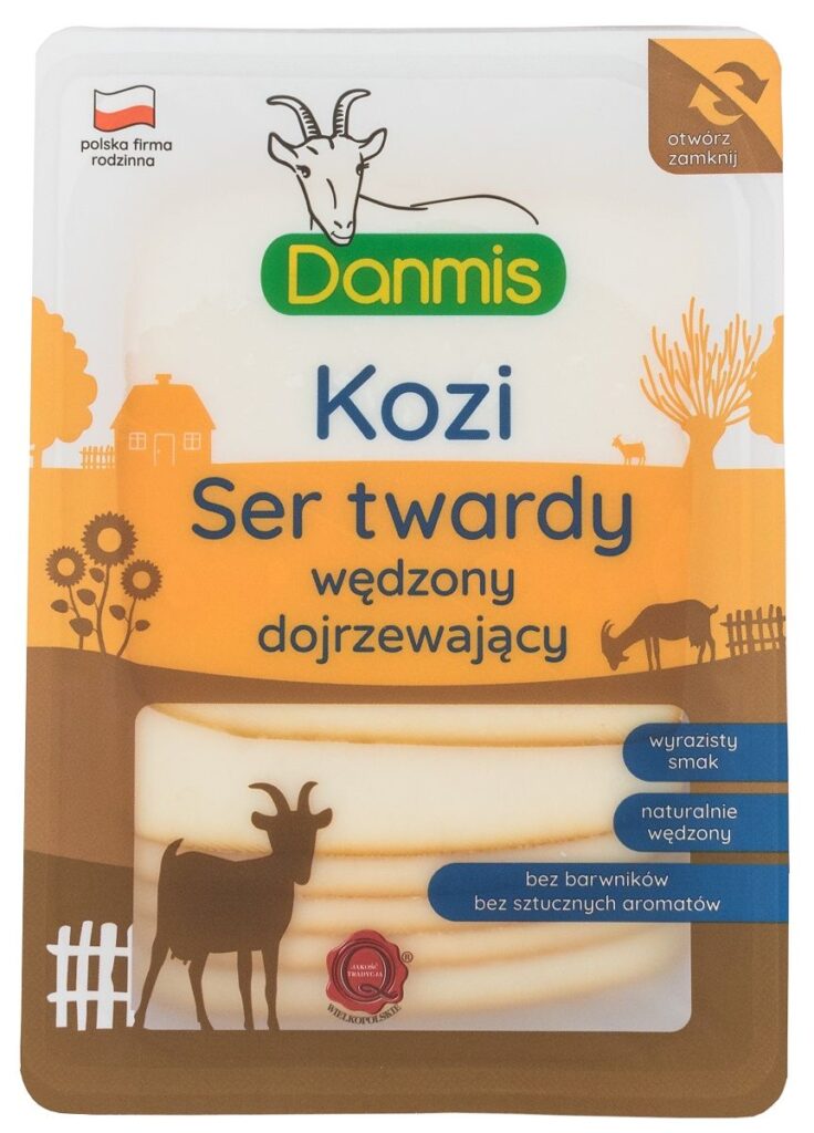 KOZI SER WĘDZONY PLASTRY 100 g – DANMIS