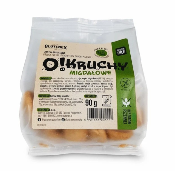 CIASTKA MIGDAŁOWE BEZGLUTENOWE O!KRUCHY 90 g – GLUTENEX