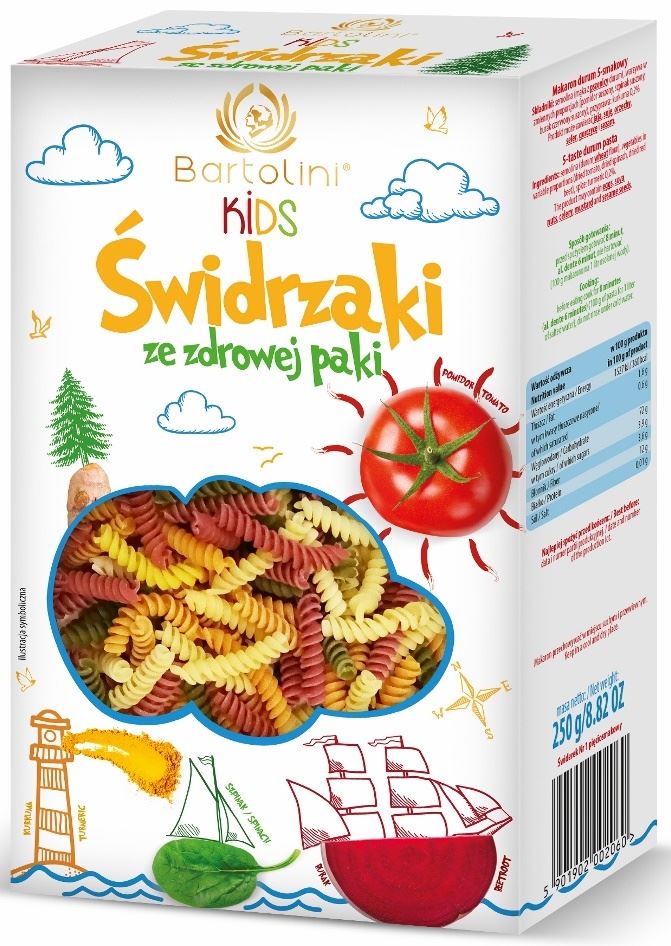MAKARON (SEMOLINOWY Z SUSZONYMI WARZYWAMI) DLA DZIECI ŚWIDRZAKI 250 g – BARTOLINI