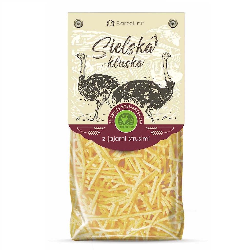 MAKARON BIO KRAJANKA Z JAJAMI STRUSIMI 250 g – BARTOLINI (SIELSKA KLUSKA)