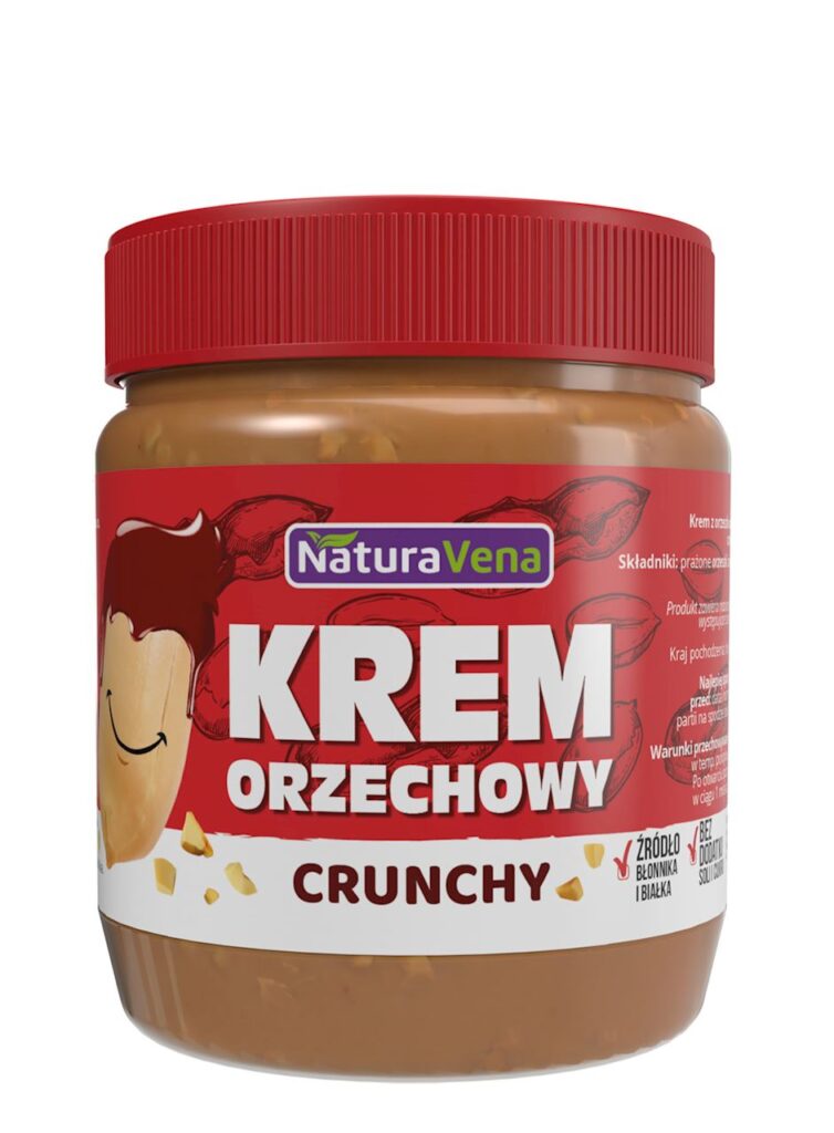 KREM ORZECHOWY CRUNCHY 100 % BEZ DODATKU SOLI I CUKRÓW 340 g  – NATURAVENA