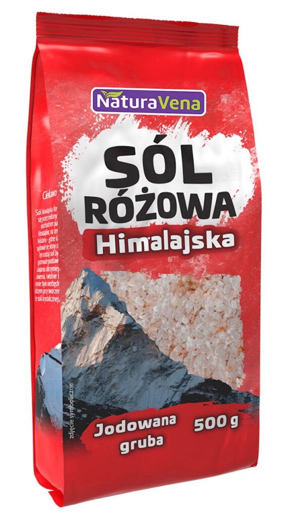 SÓL HIMALAJSKA RÓŻOWA GRUBO MIELONA JODOWANA 500 g – NATURAVENA
