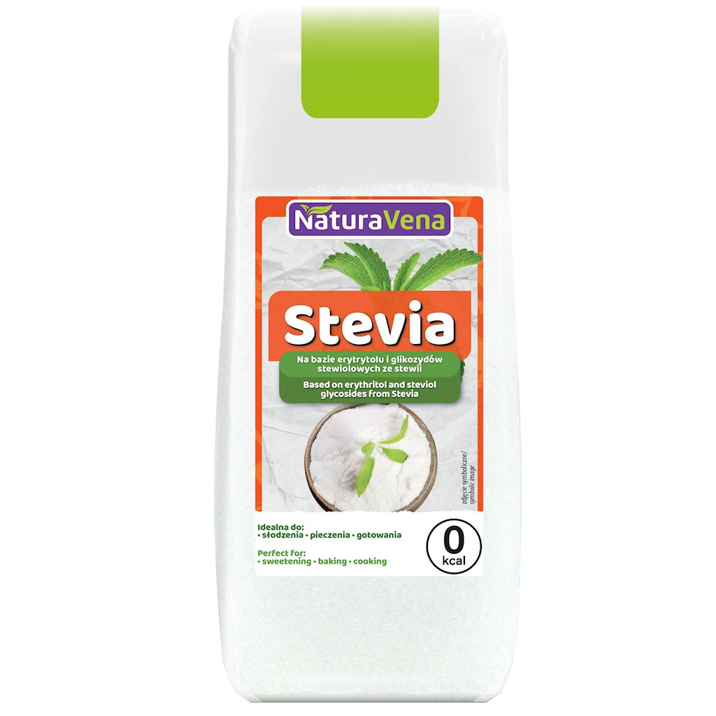 STEVIA (NA BAZIE ERYTRYTOLU I GLIKOZYDÓW STEWIOLOWYCH ZE STEWII) 150 g – NATURAVENA