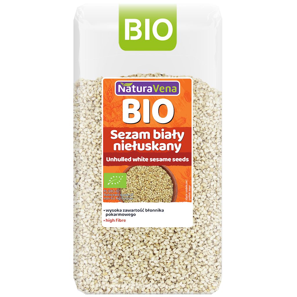 SEZAM BIAŁY NIEŁUSKANY BIO 250 g – NATURAVENA
