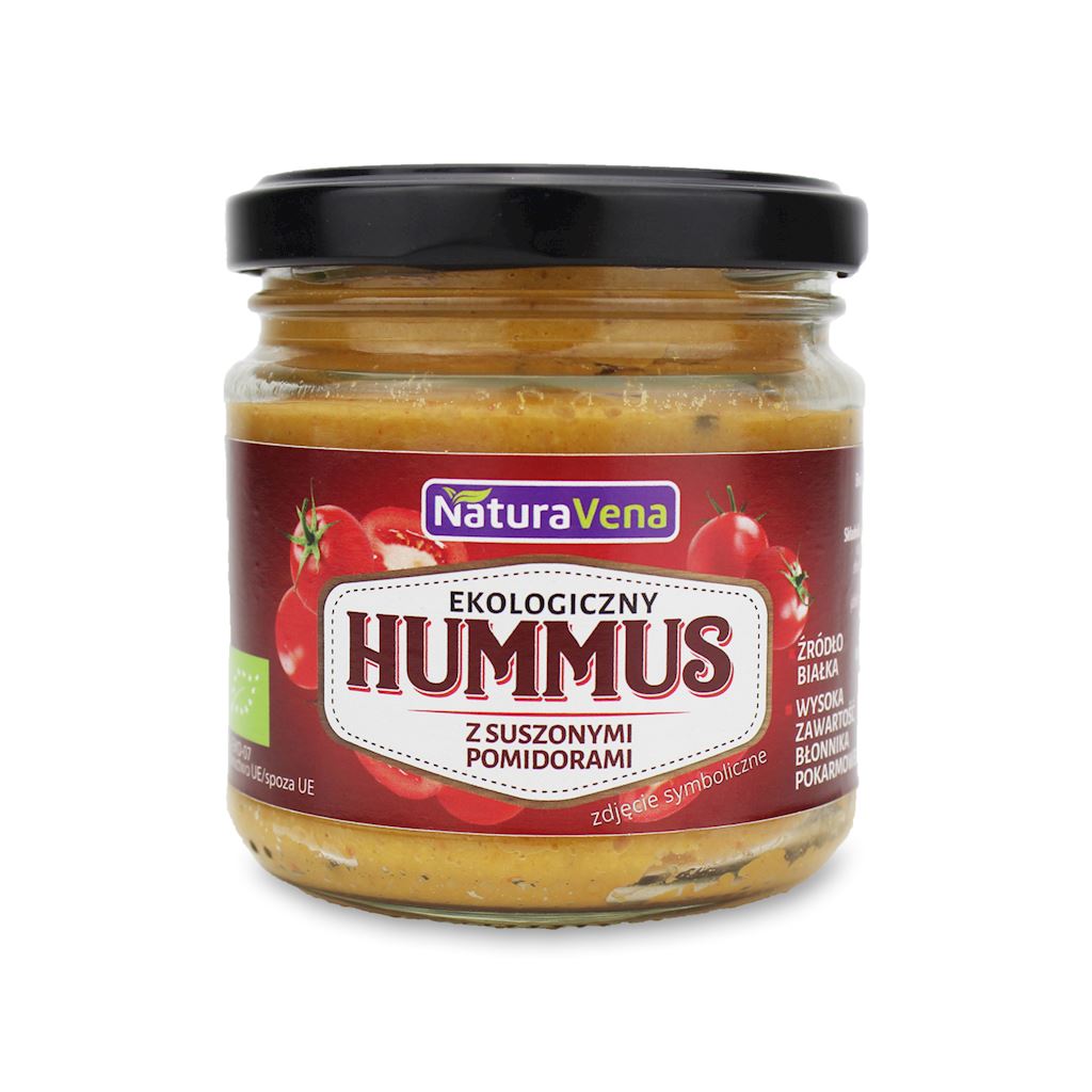 HUMMUS Z SUSZONYMI POMIDORAMI BIO 185 g – NATURAVENA