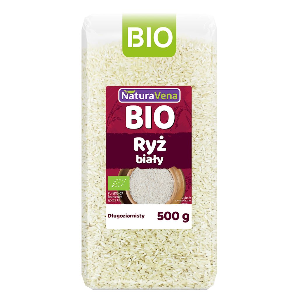 RYŻ BIAŁY DŁUGOZIARNISTY BEZGLUTENOWY BIO 500 g – NATURAVENA