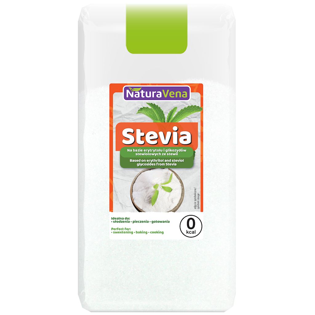 STEVIA (NA BAZIE ERYTRYTOLU I GLIKOZYDÓW STEWIOLOWYCH ZE STEWII) 500 g – NATURAVENA