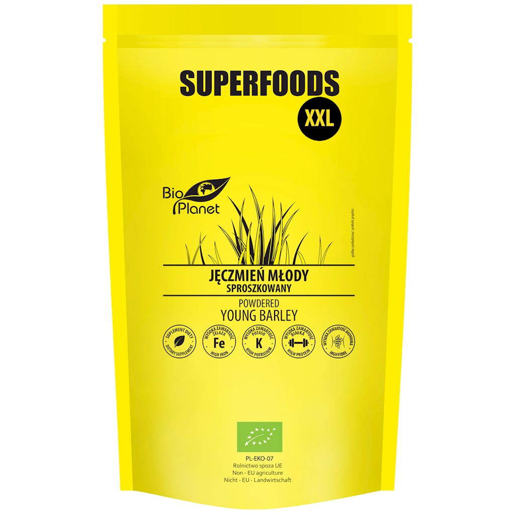 JĘCZMIEŃ MŁODY SPROSZKOWANY BIO 400 g – BIO PLANET SUPERFOODS
