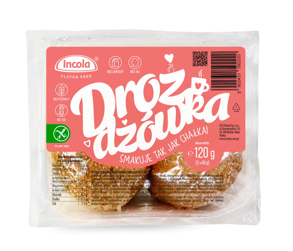 DROŻDŻÓWKA CHAŁKA BEZGLUTENOWA (2 szt.) 120 g – INCOLA