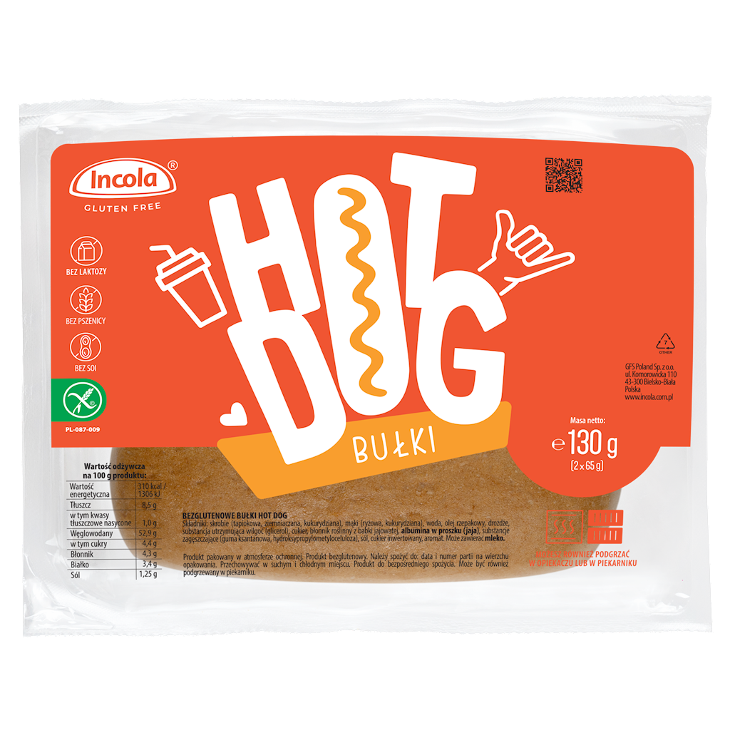 BUŁKI DO HOT-DOGÓW Z CEBULĄ BEZGLUTENOWE (2 szt.) 130 g – INCOLA