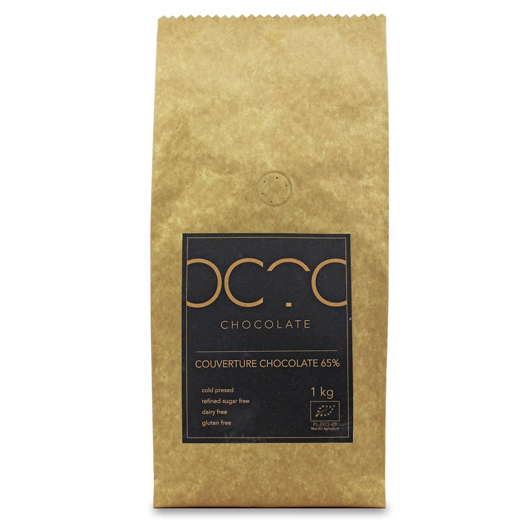 CZEKOLADA KUWERTURA CIEMNA 65 % WEGAŃSKA BEZGLUTENOWA BIO 1 kg – HORECA (COCOA)