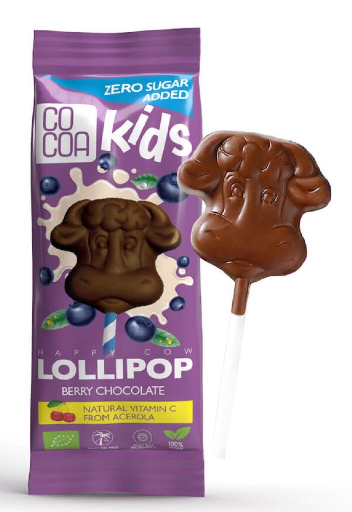 LIZAK Z CZEKOLADY JAGODOWEJ Z WITAMINĄ C Z ACEROLI BEZ DODATKU CUKRÓW BIO 15 g – COCOA