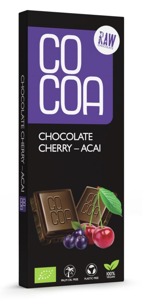 CZEKOLADA SUROWA WIŚNIA – ACAI BIO 40 g – COCOA