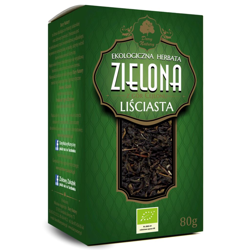 HERBATA ZIELONA LIŚCIASTA BIO 80 g – DARY NATURY