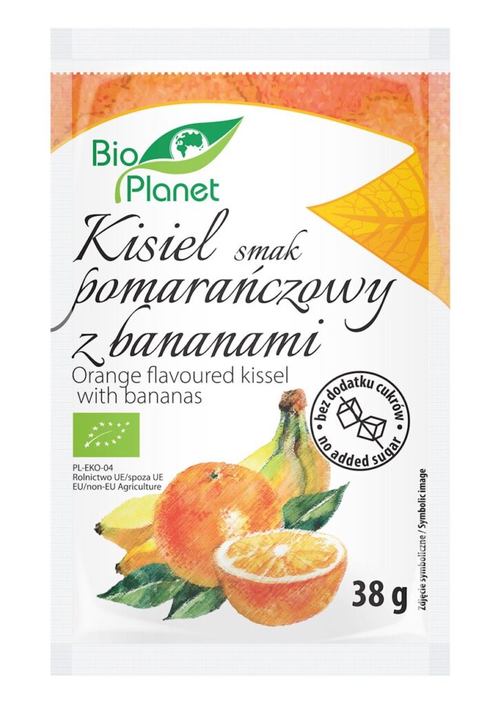 KISIEL O SMAKU POMARAŃCZOWYM Z BANANAMI BIO 38 g – BIO PLANET