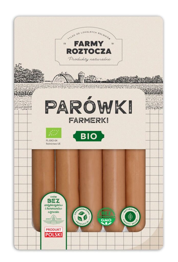 PARÓWKI FARMERKI BIO 250 g – FARMY ROZTOCZA (Z PÓŁKI)