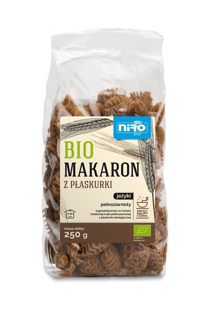 MAKARON (Z PŁASKURKI RAZOWY) JEŻYKI BIO 250 g – NIRO